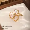 Wholesale Handmade Copper Earrings For Women Featuring Flowers Design With 18K Real Gold Plated And Shell Inlay