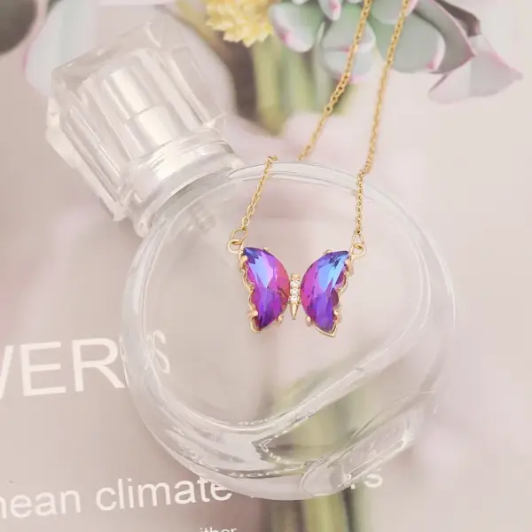 Wholesale PVD Coated 18K Gold Real Gold Plated Butterfly Stainless Steel Elegant Waterproof Non Tarnish 304 Stainless Steel Necklace