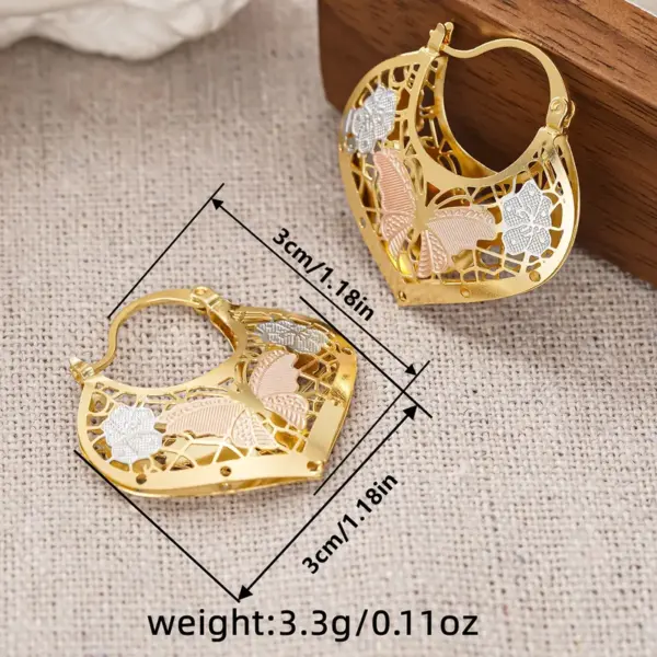 Wholesale Three-dimensional Flowers Earrings For Women In Copper With KC Golden Water Plating And 0.03µm Thickness