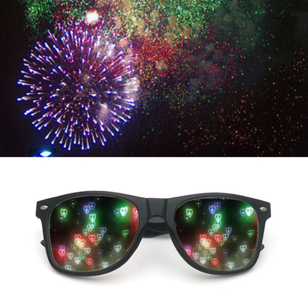 Wholesale Blackt Celebrity Valentine's Day Gift Love Light Diffraction Special Effects Glasses Creative Fireworks Sunglasses