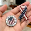 Wholesale American Flag Pin In Alloy With Ribbon Craft, Perfect Flag Brooches For Independence Day