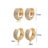 Wholesale Round Clip Earrings For Women With Bezel Setting, 14K Real Gold Plated Copper Featuring Zircon Inlay, Electroplated Finish
