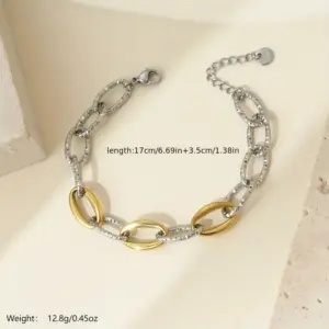 Dual-Color Patchwork Big Ring Bracelet / One Size