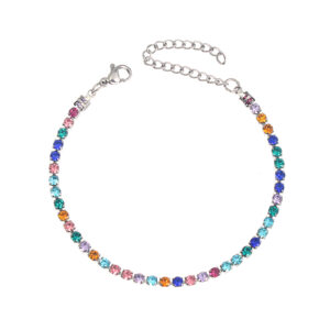 Colored 3mm Diamond Silver Bracelet