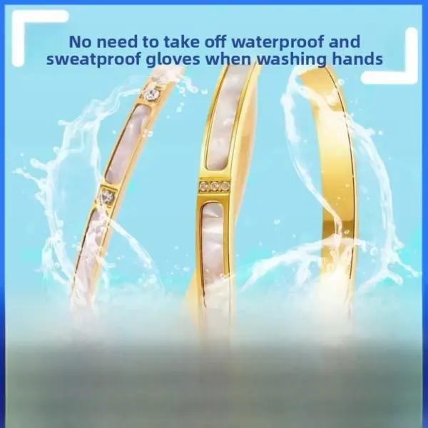 Wholesale Waterproof Non Tarnish Titanium Steel Shell Bangle With Zircon Inlay, Real Gold Plated For Women In Steel Color