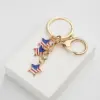 Wholesale American Style Star Heart Shape American Flag Alloy Unisex Keychain
