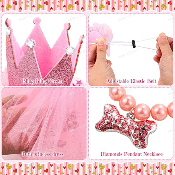 Wholesale Pet Birthday Party Decoration Dog Birthday Gauze Skirt Decoration Bone Necklace Crown Set