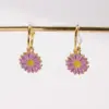 Wholesale Fashionable Plated Flower Earrings Color Preservation Drop Oil Polished Copper Casual Modern Minimalist Style