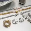 Wholesale 304 Stainless Steel Paper Clip Heart Shape PVD Coated Real Gold Plated Casual Sexy Romantic Waterproof Non Tarnish Plating Cuban Link Chain Curb Chain Cable Chain Tennis Chain Rings Bracelets Earrings