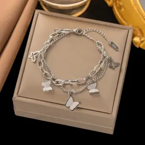 22 [Ae138] Butterfly Bracelet / Steel Color