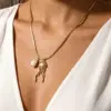 Wholesale Waterproof Non Tarnish Animal Necklace For Women, 18K Real Gold Plated 304 Stainless Steel With Zircon Inlay And Box Chain