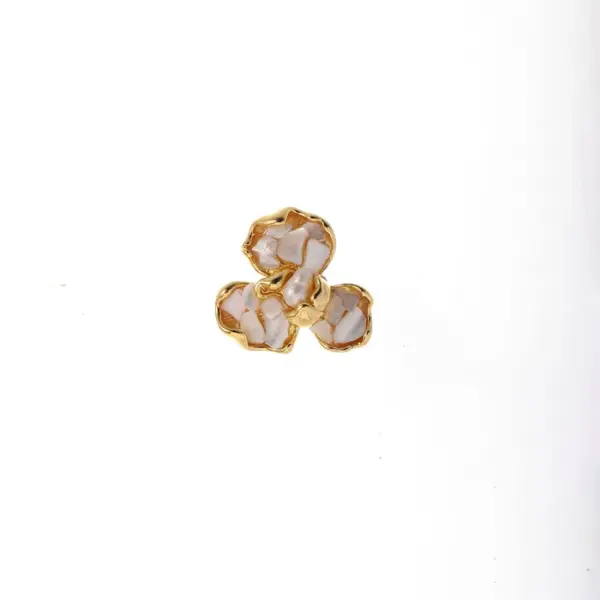Wholesale Handmade Copper Earrings For Women Featuring Flowers Design With 18K Real Gold Plated And Shell Inlay