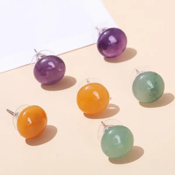 Wholesale JD Jewelry Natural Crystal Jade Lucky Bean Geometric Pattern Natural Stone Earrings For Women Fashionable Elegant Autumn Winter High-end Earrings