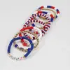 Wholesale 71st American Flag Soft Clay Beaded Bracelet Red White Blue Colorful Geometric Resin Inlaid Unisex