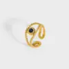 Wholesale PVD Coated Real Gold Plated 18K Gold Eye 304 Stainless Steel Streetwear Waterproof Non Tarnish Open Ring