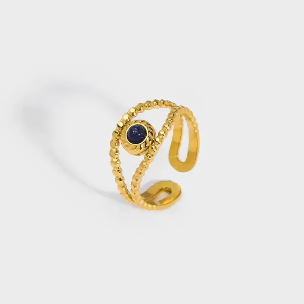Wholesale PVD Coated Real Gold Plated 18K Gold Eye 304 Stainless Steel Streetwear Waterproof Non Tarnish Open Ring