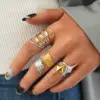 Wholesale Geometric 304 Stainless Steel Adjustable Ring With 18K Gold Plated PVD Coating, Waterproof Non Tarnish