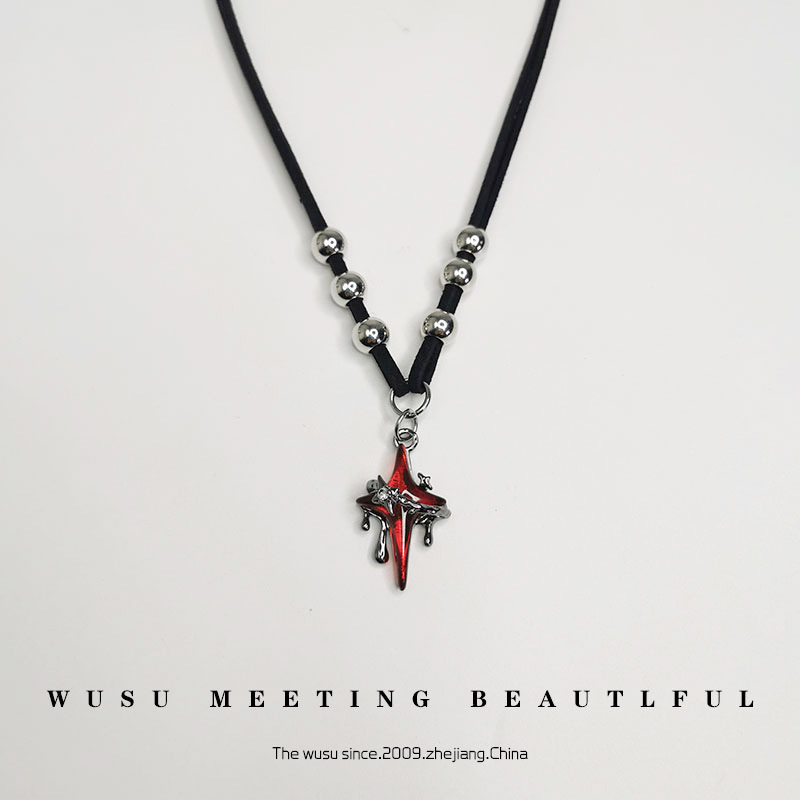Wholesale Diablo Style Liquefied Star Mans Men's Necklace Hip Hop Style Necklace Woolen Chain Niche Design High-grade Female Clavicle Chain