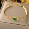 Wholesale Heart Shape Waterproof Non Tarnish Titanium Steel Bracelet For Women With Zircon Inlay
