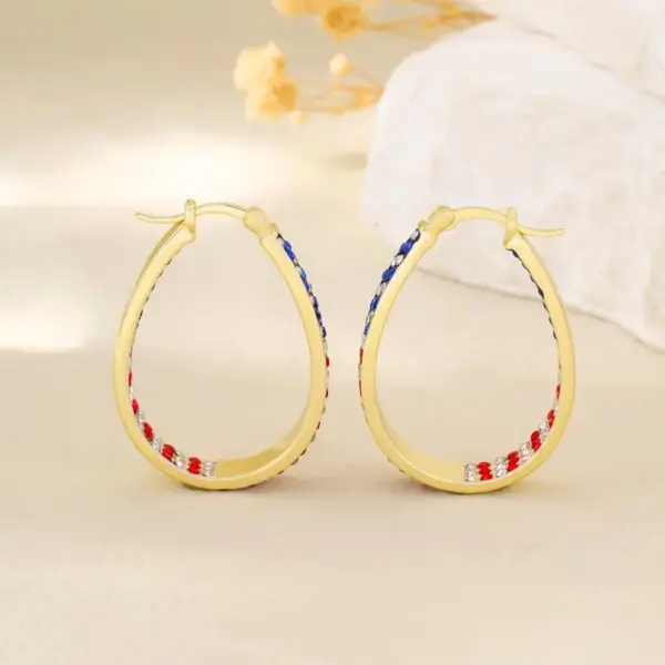 Wholesale 1 Pair Elegant Shiny American Flag Copper Alloy Earrings