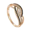 Wholesale Rose Gold Diamond Embedded Geometric Ring For Women Fashionable Commuting Copper Material Luxury Style Electric Plating And Line