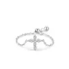 Wholesale 925 Sterling Silver Women's Cross Ring Micro Pave Diamond Adjustable Chain Design Geometric Pattern Tokyo Style Jewelry