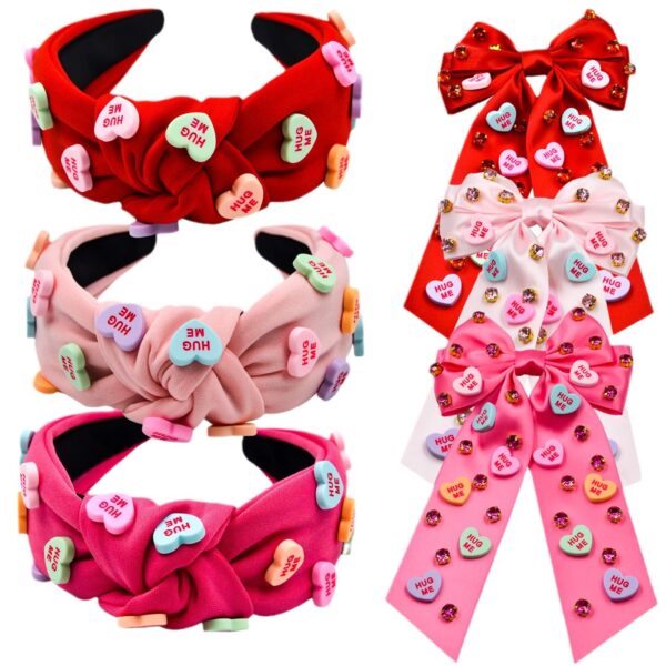 oly-6cf5d8baa9dd425f12329c5447c9b12e Wholesale Valentine's Day hairband hair clip combination with love letters fabric knot fashion wide-brimmed hair accessories for women