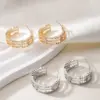 Wholesale 18K Gold Plated Copper Zircon Geometric Hoop Earrings For Women With Hollow Design, Vintage Simple Style