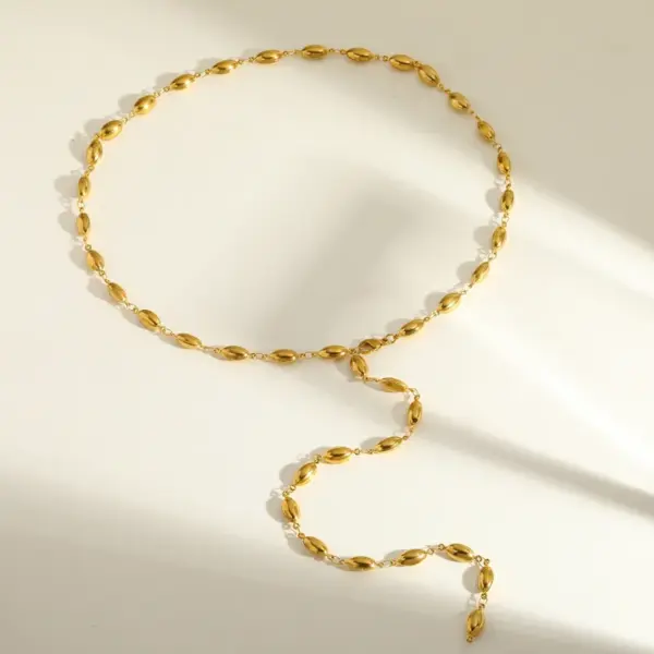 Wholesale Vacuum-plated (in-furnace) With 18K Real Gold On 304 Stainless Steel—elegant, Vintage, And Romantic Oval, Heart-shaped, And Diamond-inspired Chain Necklace With Lobster Clasp, Available In Gold, Perfect For Women