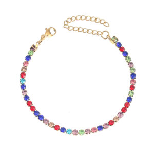 Colored 3mm Diamond Gold Bracelet