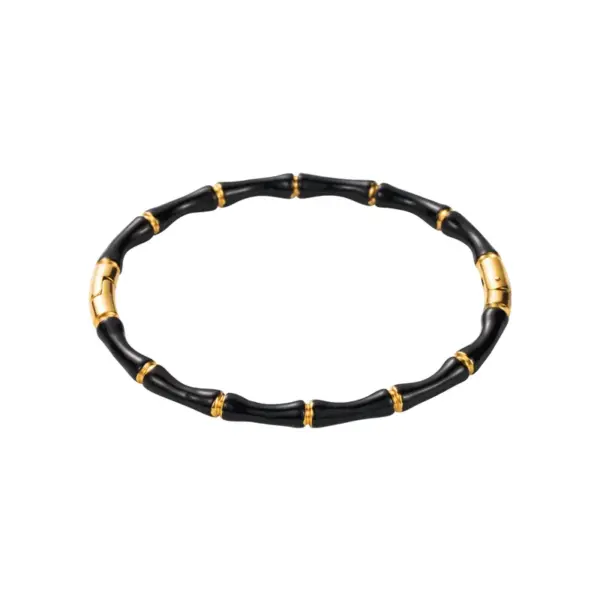 Wholesale 304 Stainless Steel Color Block Vacuum Plating Golden Plated Modern Style Simple Style Enamel Bangle