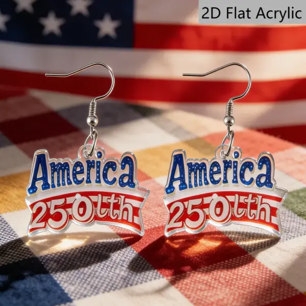 Wholesale Retro Letter Print Drop Earrings In White & Red Acrylic With 304 Stainless Steel Ear Pins For Women