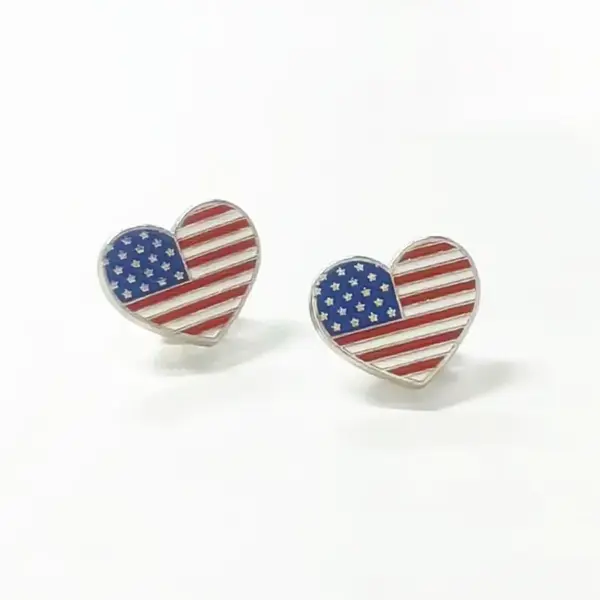 Wholesale Heart Shape Alloy Flag Brooches For Independence Day Festival Accessories
