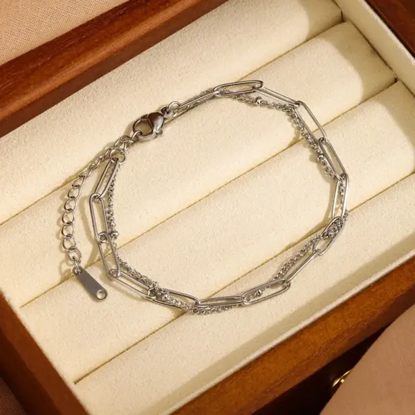 Wholesale Three-dimensional Geometric Bracelets For Women With 304 Stainless Steel O-link Chain