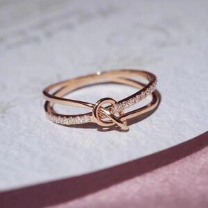 Wholesale ring female fashion opening design fashion small fresh row drill cross diamond ring for women