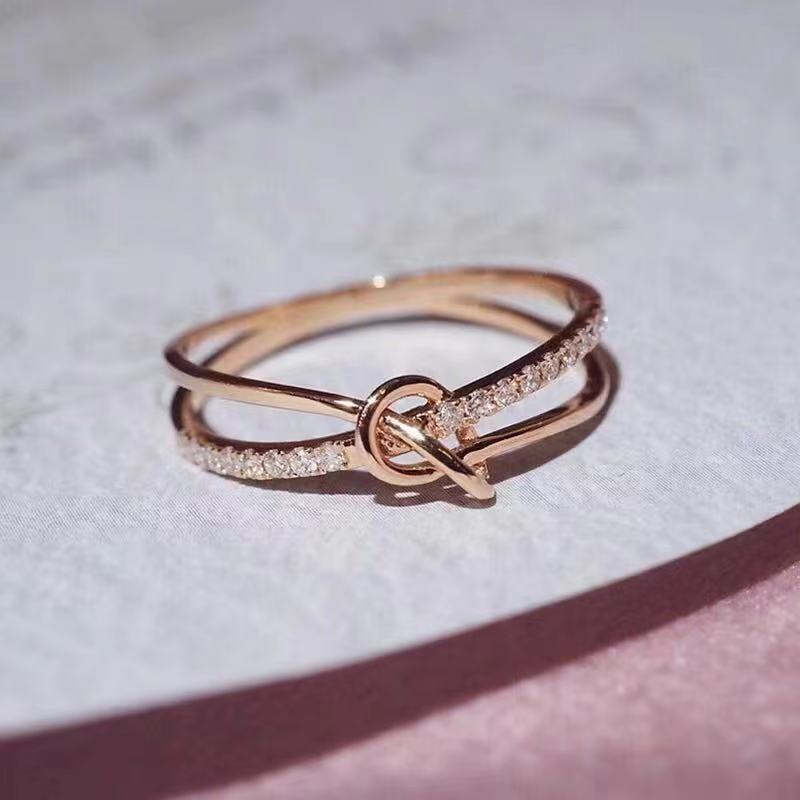 Wholesale Mingjie new [lingering] ring female fashion opening design fashion small fresh row drill cross diamond ring for women