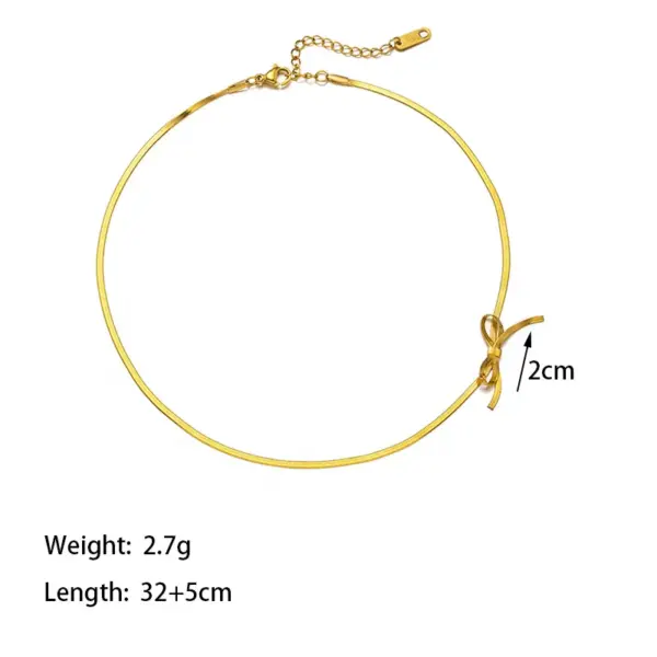 Wholesale PVD Coated 18K Gold Plated Bow Knot Stainless Steel Simple Style Classic Style Waterproof Non Tarnish 304 Stainless Steel Necklace