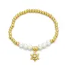 Wholesale Copper Simple Style Beaded Heart Shape Flower Snowflake Bracelets