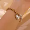 Wholesale 304 Stainless Steel Plastic Irregular Geometric Heart Shape PVD Coated 18K Real Gold Plated Wedding Vacation French Style Beaded OT Clasp Toggle Clasp Closure Lobster Trigger Clasp Closure Gold Bracelet Bracelets