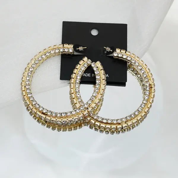 Wholesale Copper Rhinestones Solid Color Simple Style Stud Earrings For Women's