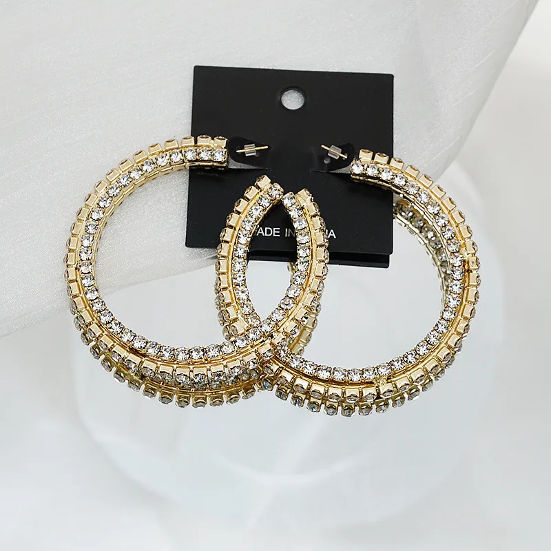 Wholesale Copper Rhinestones Solid Color Simple Style Stud Earrings For Women's