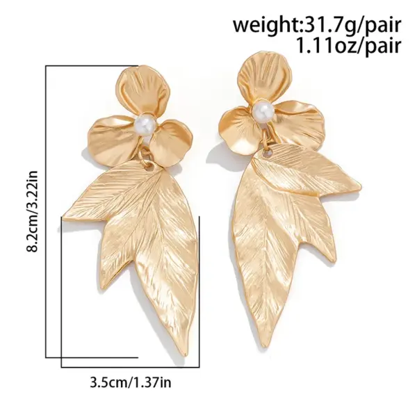 Wholesale 1 Pair Elegant Lady Streetwear Flower Ginkgo Leaf Plating Inlay Alloy Imitation Pearl Drop Earrings Ear Studs