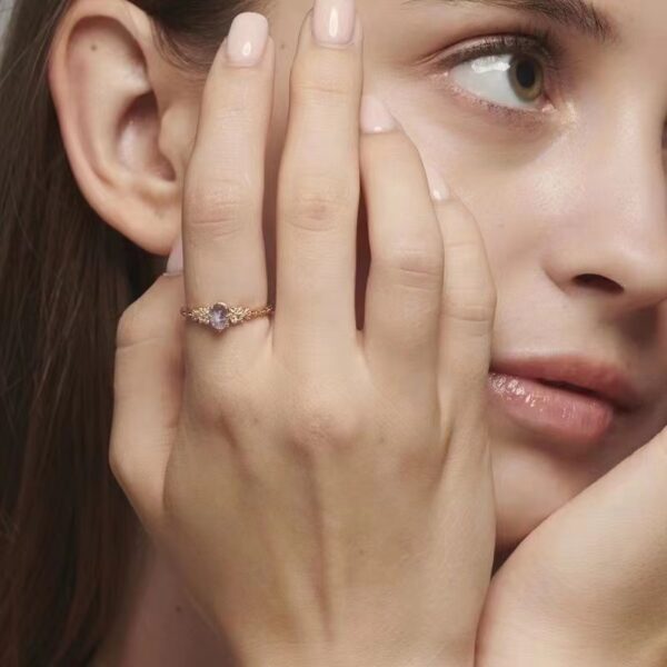 oly-6d5ee10a68e94b830f38180aee395b8a Wholesale Japanese Style Set with Natural Cordierite Lafite Hollow Ring Female Happy Olive Leaf Purple Diamond Zircon Ring