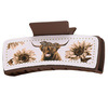 10-5 square pu leather yak chrysanthemum white leather dark coffee