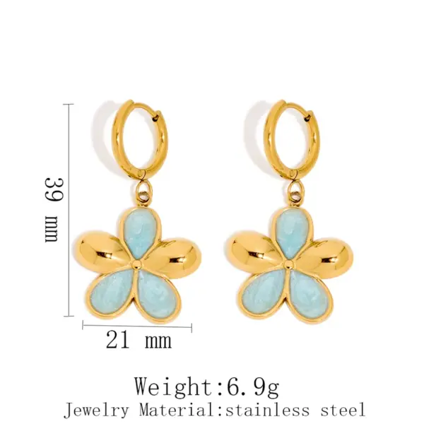 Wholesale Flowers Plasma Earrings For Women In 304 Stainless Steel With 18K Real Gold PVD Coated Plating And 0.03µm Thickness