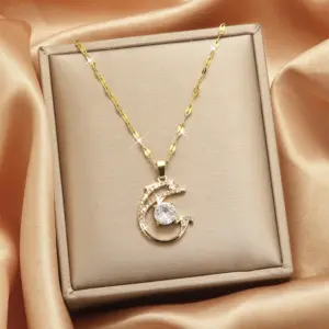 X5530# Zircon Little Dolphin Necklace