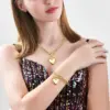 Wholesale 201 Stainless Steel 304 Stainless Steel Heart Shape Electroplating Stone-Free 18K Real Gold Plated Golden Plated Vacation Classic Style Cable Chain Bracelets Necklace