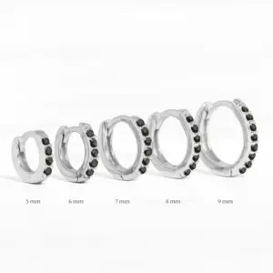 White Gold Color Black Diamond 5mm