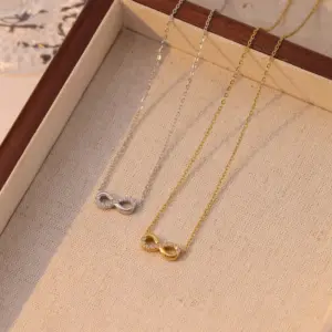 Wholesale PVD Coated 18K Gold Platinum Real Plated Infinity 304 Stainless Steel Casual Simple Style Waterproof Non Tarnish Pendant Necklace