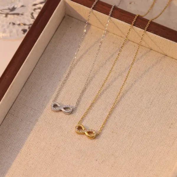 oly-6d97581143bfccc5849e6d8195e79d18 Wholesale PVD Coated 18K Gold Platinum Real Plated Infinity 304 Stainless Steel Casual Simple Style Waterproof Non Tarnish Pendant Necklace